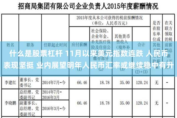 什么是股票杠杆 11月以来美元指数连跌 人民币表现坚挺 业内展望明年人民币汇率或继续稳中有升