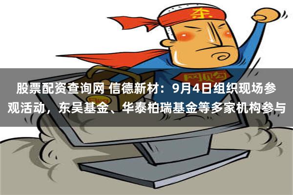 股票配资查询网 信德新材：9月4日组织现场参观活动，东吴基金、华泰柏瑞基金等多家机构参与