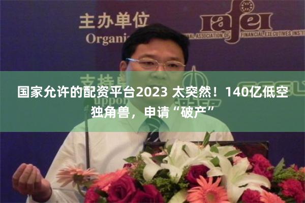 国家允许的配资平台2023 太突然！140亿低空独角兽，申请“破产”